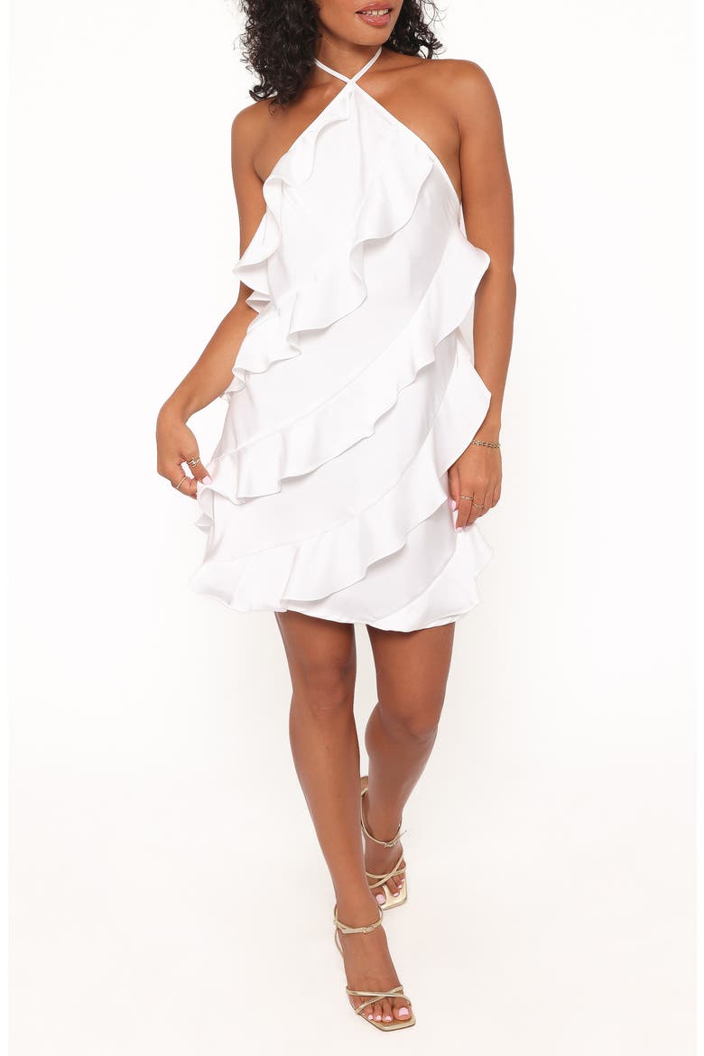 Valery Ruffle Halter Minidress, Main, color, WHITE