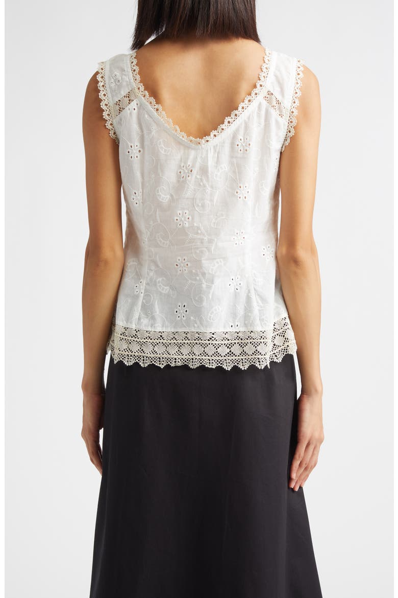 Vienna Lace Trim Cotton Broderie Anglaise Top, Alternate, color, OFF-WHITE