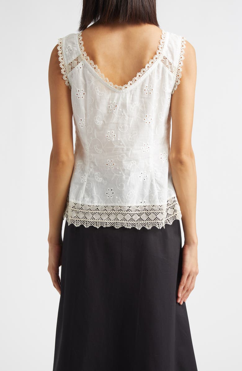 KÚR Vienna Lace Trim Cotton Broderie Anglaise Top, Alternate, color,