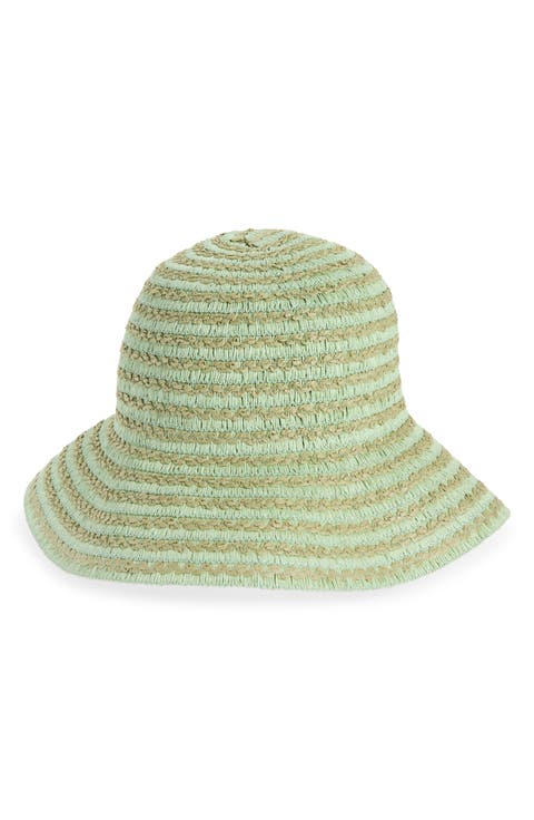 Stripe Straw Bucket Hat
