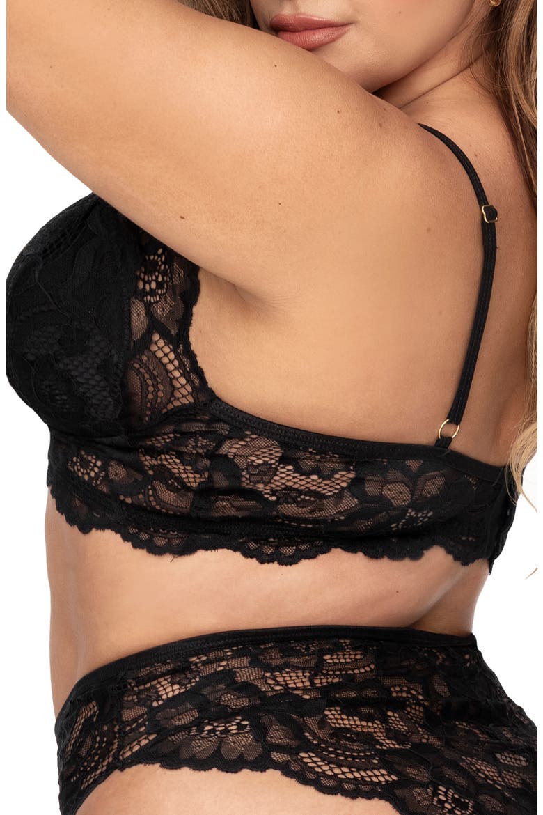 Scalloped Lace Bra & Briefs, Alternate, color, BLACK