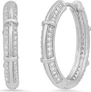 STEELTIME HMY JEWELRY 18K Gold Plated Stainless Steel Simulated Diamond Hoop Earrings