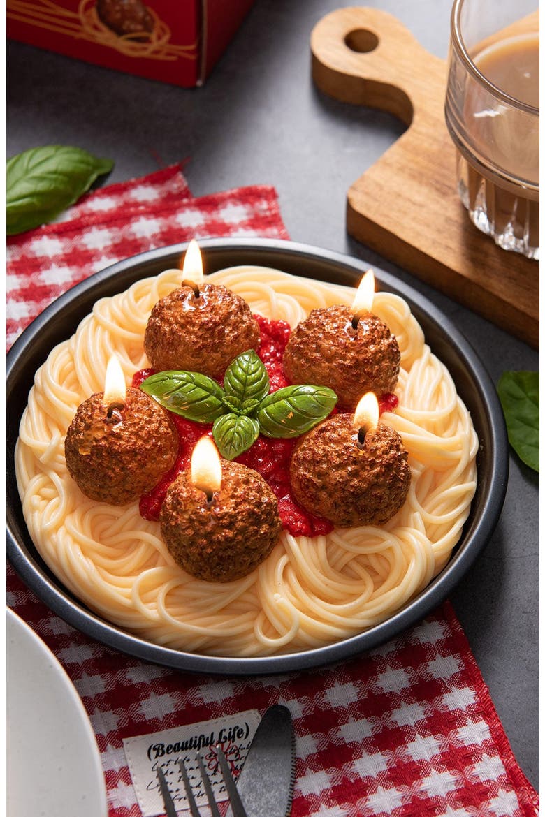 Spaghetti and Meatballs Candle, Alternate, color, Spaghetti And Meatballs