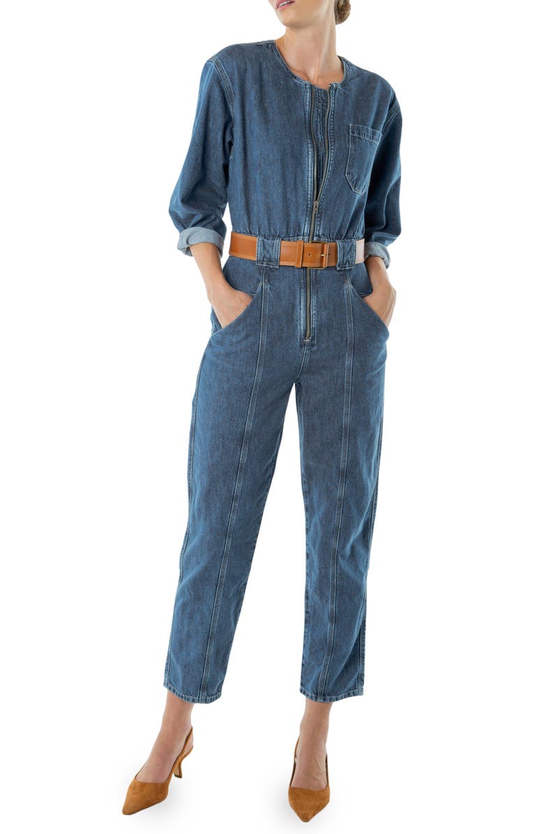 ÉTICA Fatima Long Sleeve Denim Jumpsuit, Main, color, 