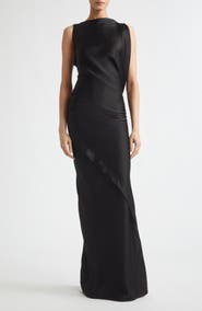 Victoria Beckham Kyra Sleeveless Draped Satin Gown