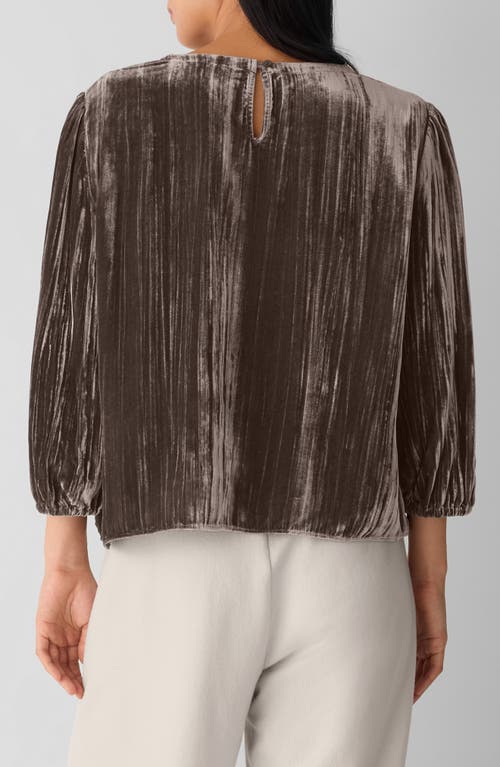 Eileen Fisher Bubble Sleeve Velvet Top In Brown