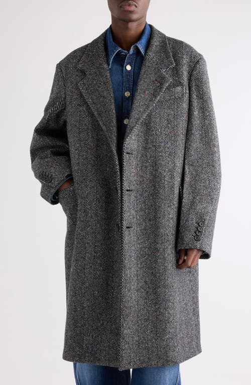 Givenchy Oversize Wool Blend Herringbone Overcoat In Gray