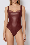 Popilush Faux Leather All-in-One Balconette Sculpting Bodysuit