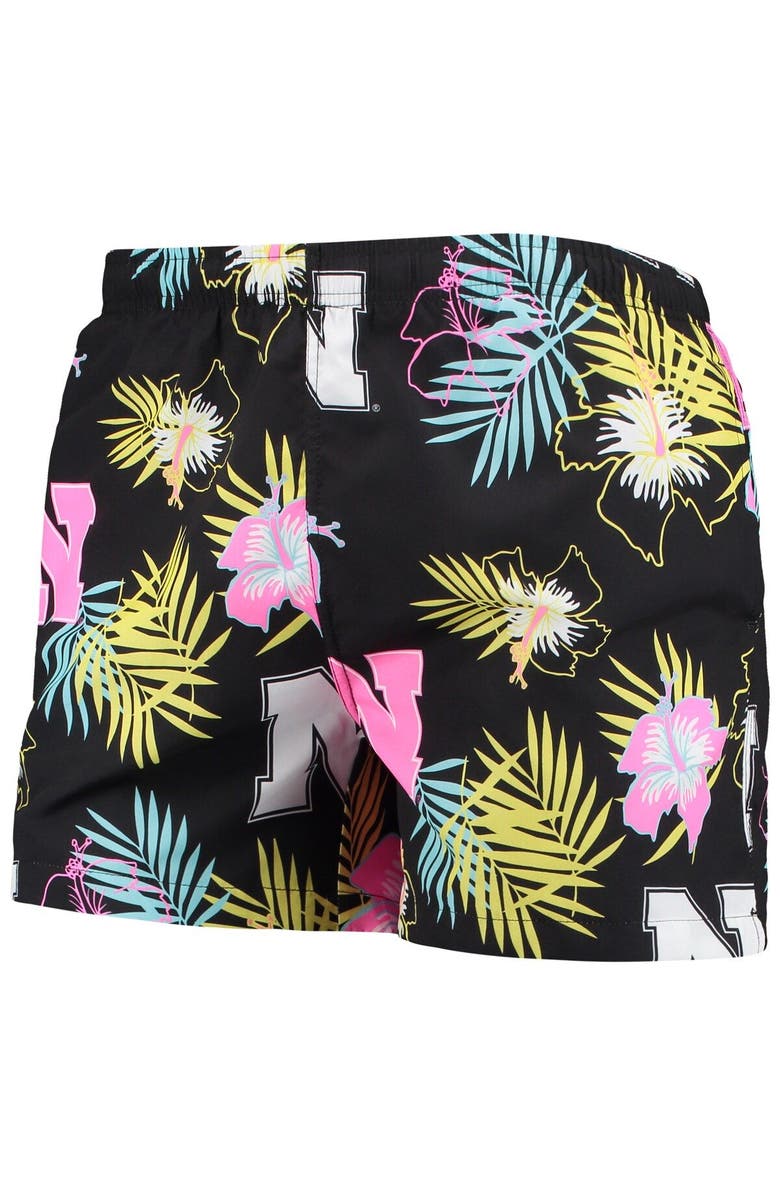 FOCO Men's FOCO Black Nebraska Huskers Neon Floral Swim Trunks, Alternate, color, Black