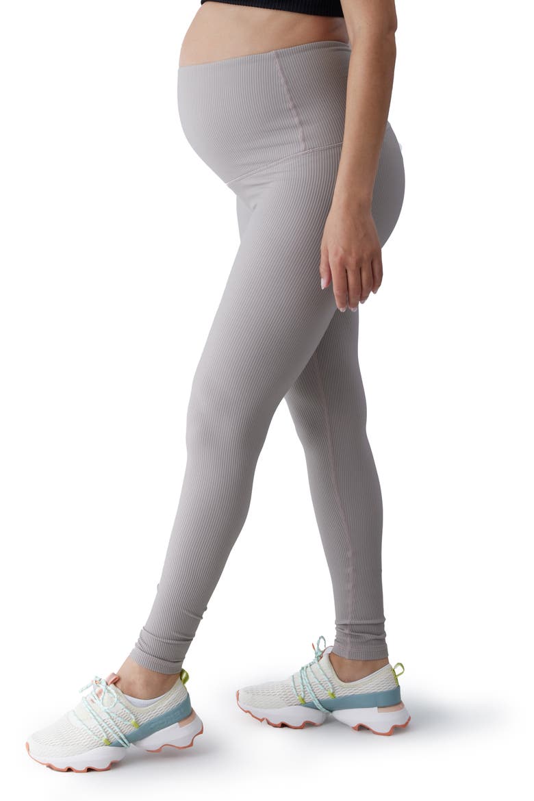 Ribbed Maternity Leggings, Alternate, color, PUTTY