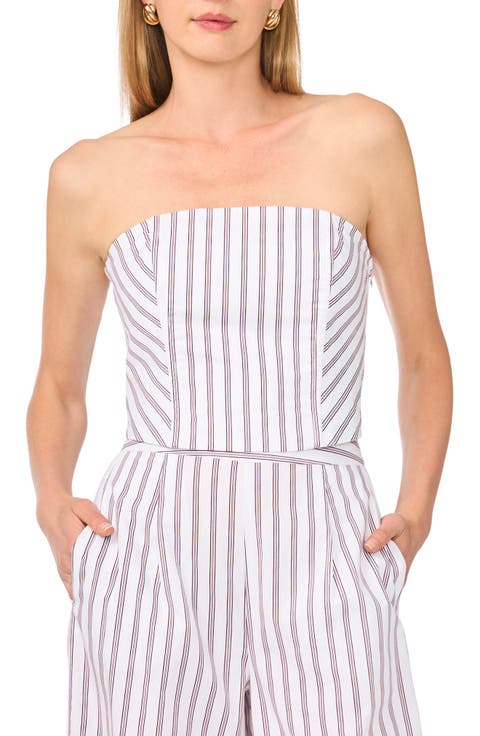 Pinstriped Strapless Cotton Top