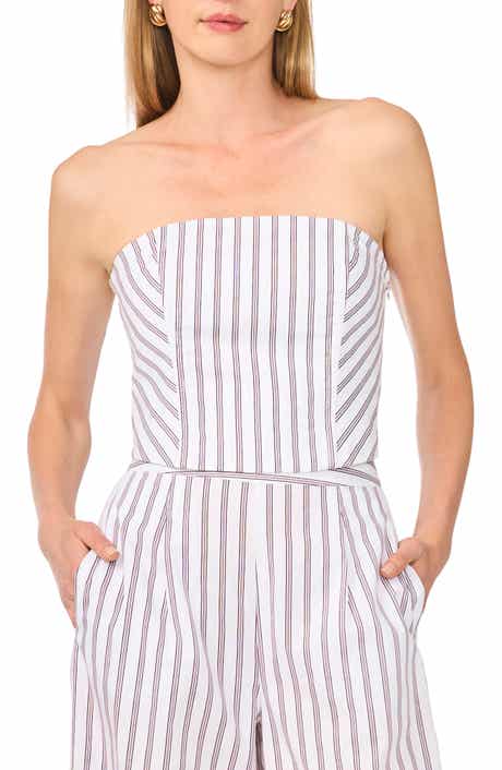 Pinstriped Strapless Cotton Top
