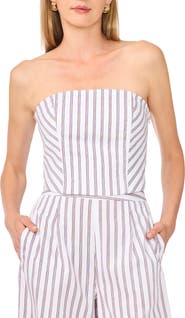 Parker Pinstriped Strapless Cotton Top