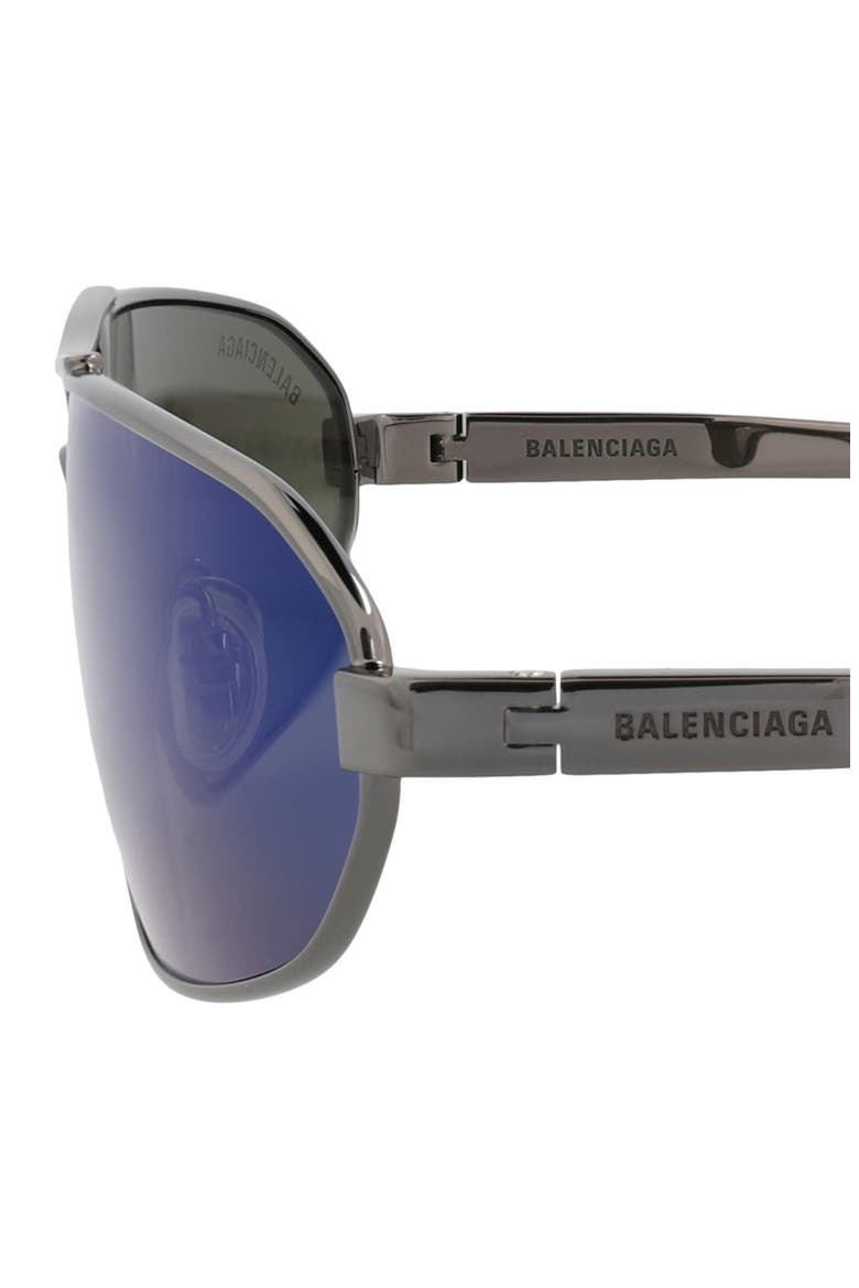 71mm Oversize Oval Wrap Sunglasses, Alternate, color, RUTHENIUM RUTHENIUM BLUE