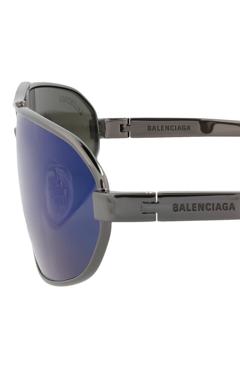 Balenciaga 71mm Oversize Oval Wrap Sunglasses, Alternate, color, Ruthenium Ruthenium Blue