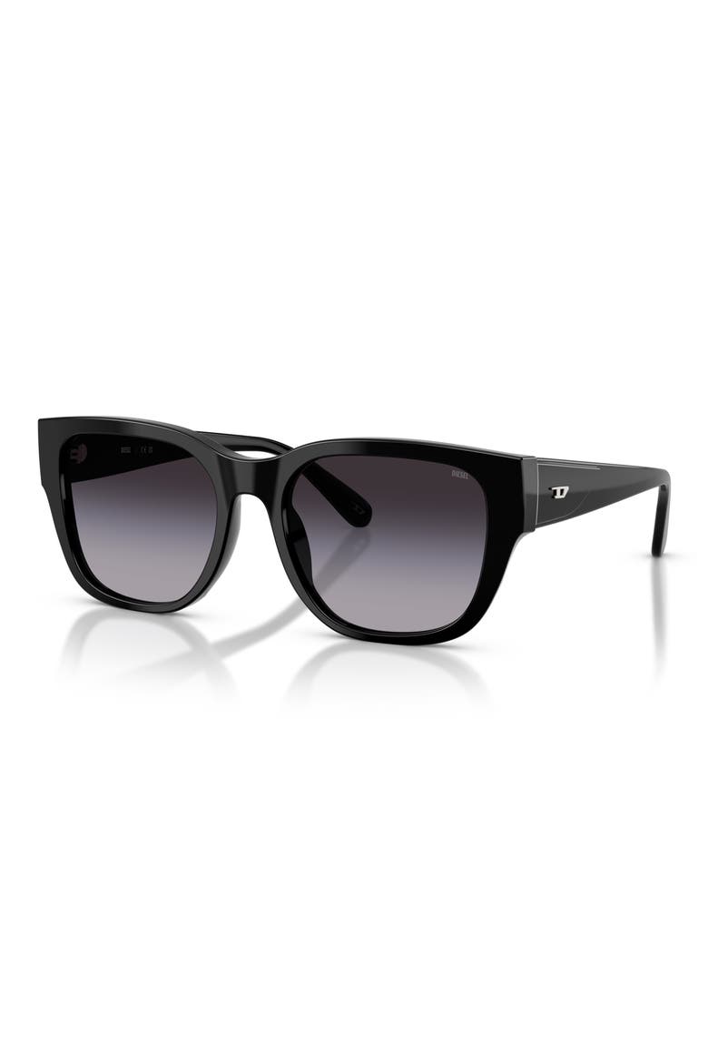 56mm Square Sunglasses, Alternate, color, SHINY BLACK / GREY GRADIENT