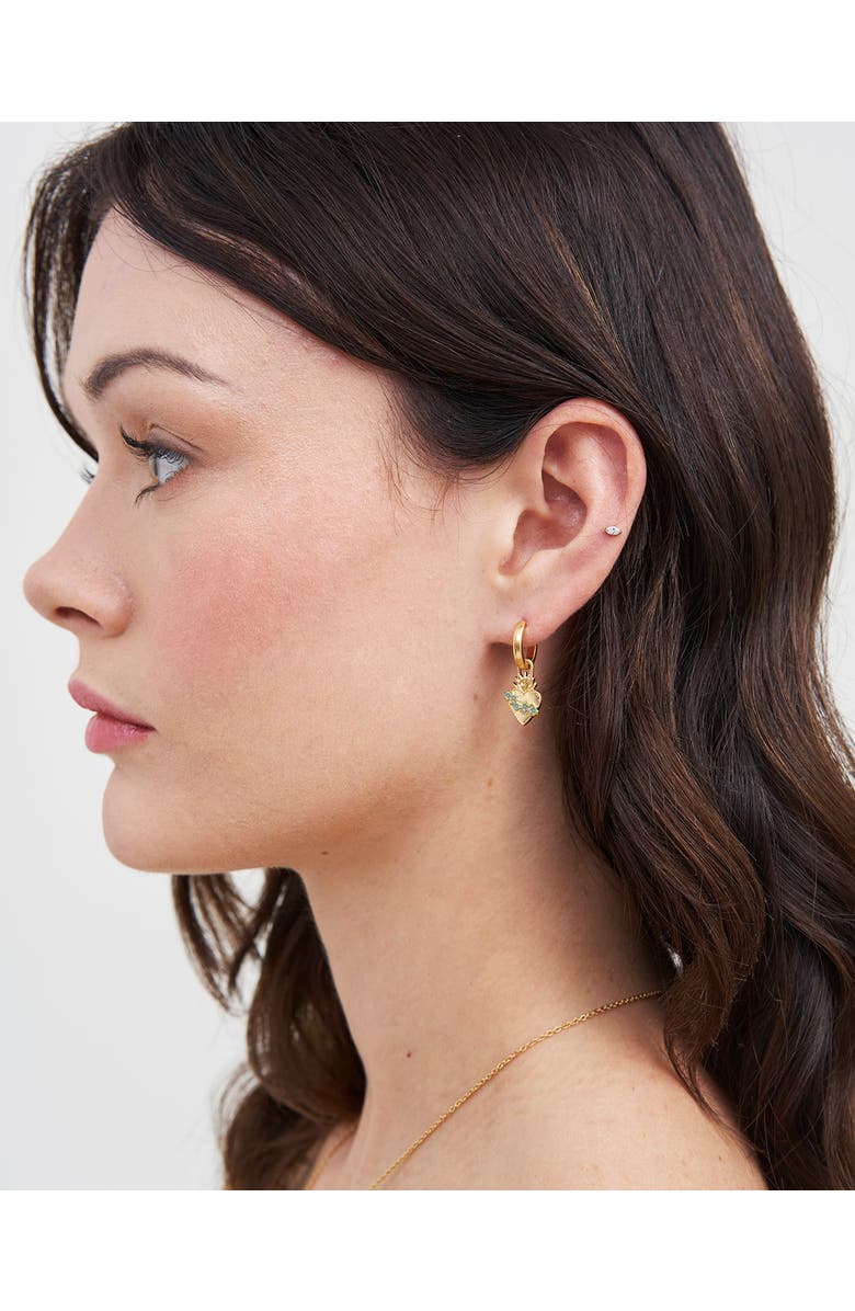 Fable England Sacred Heart Huggie Earrings, Alternate, color, Gold