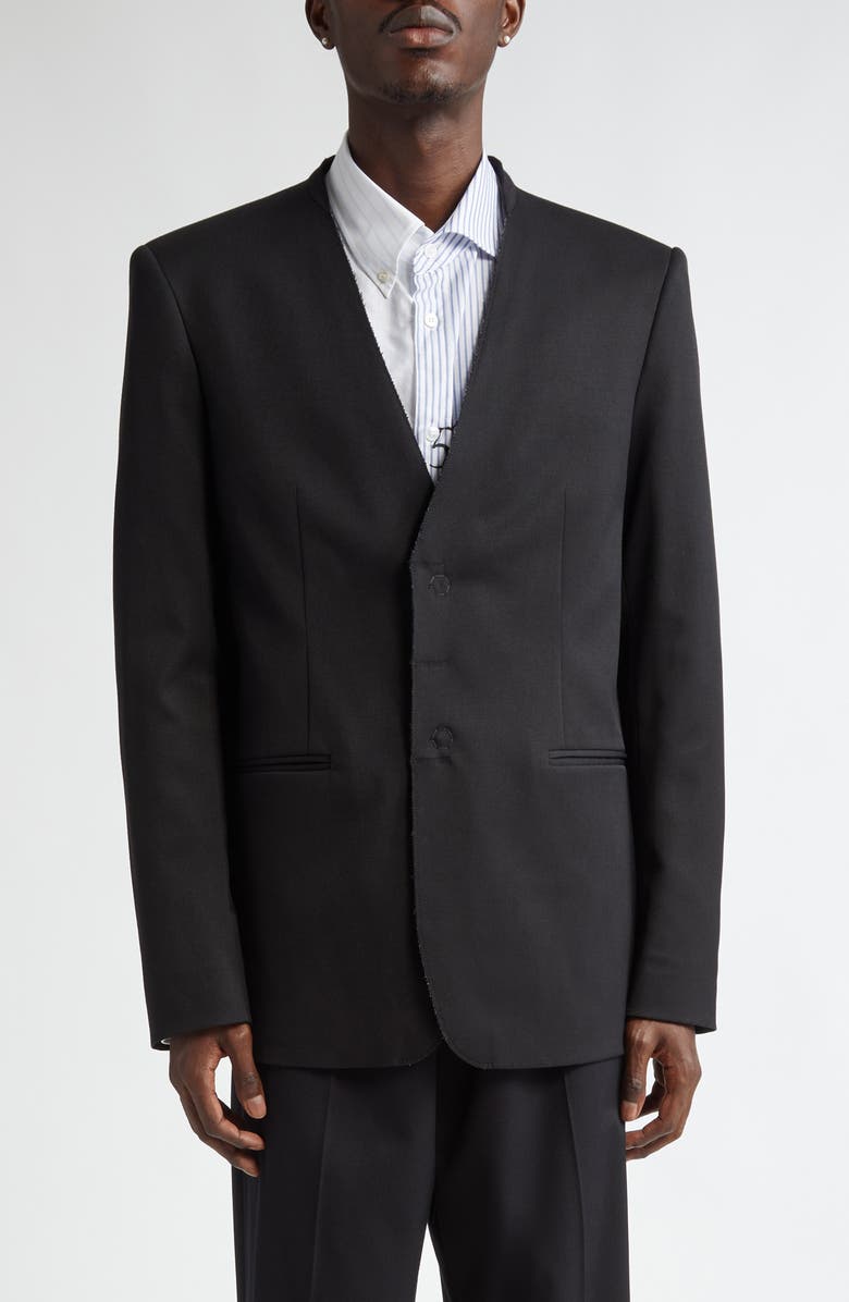 MM6 Maison Margiela Collarless Raw Edge Suit Jacket, Main, color, Black