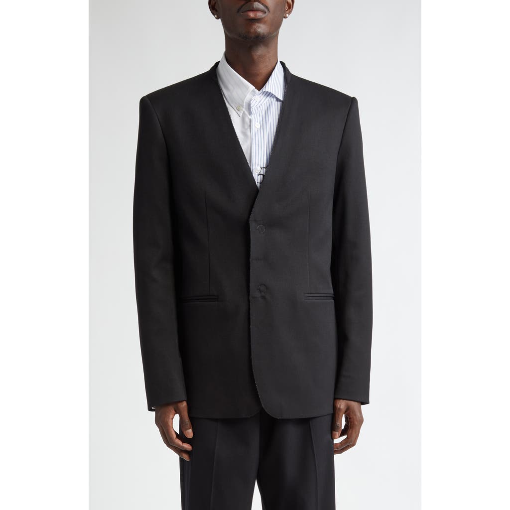 MM6 Maison Margiela Collarless Raw Edge Suit Jacket in Black  product