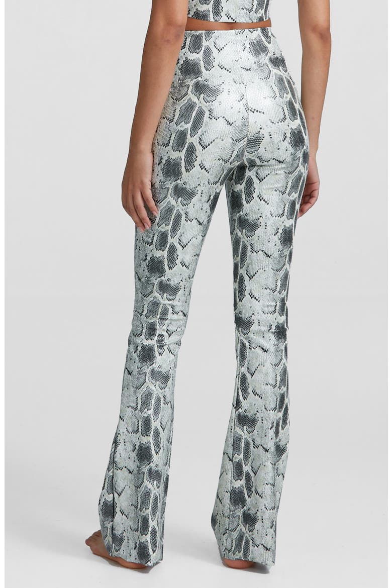 Animal Print Faux Leather Flare Leg Pants, Alternate, color, FOG PYTHON