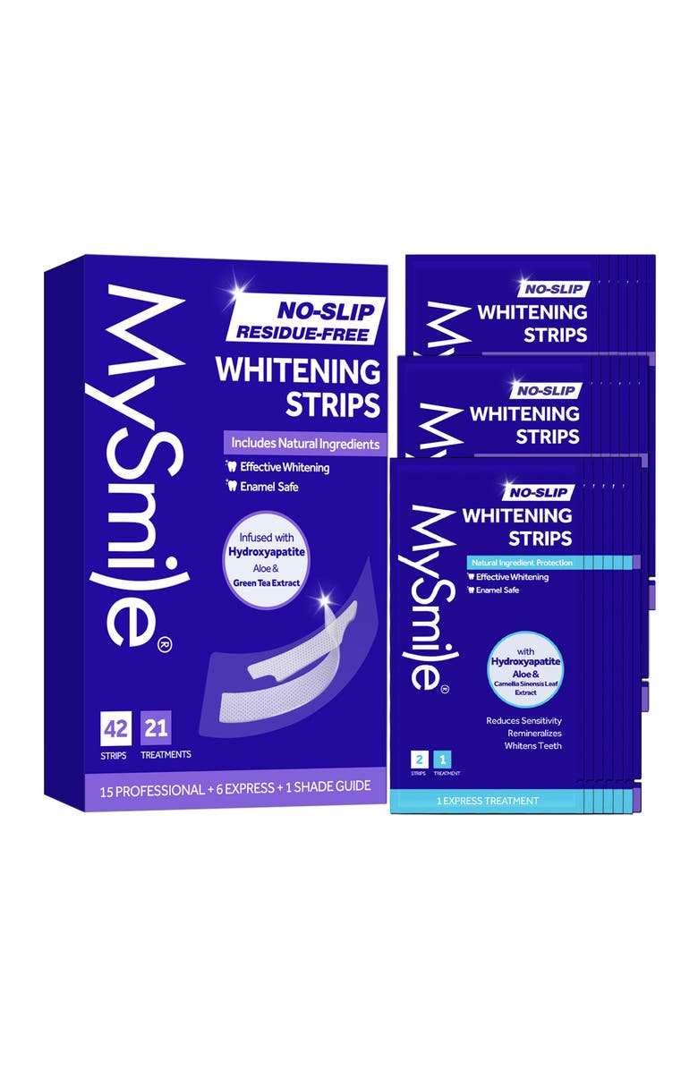 MySmile Non-Slip Teeth Whitening Strips with Natural Ingredients, Main, color, 21 Sets