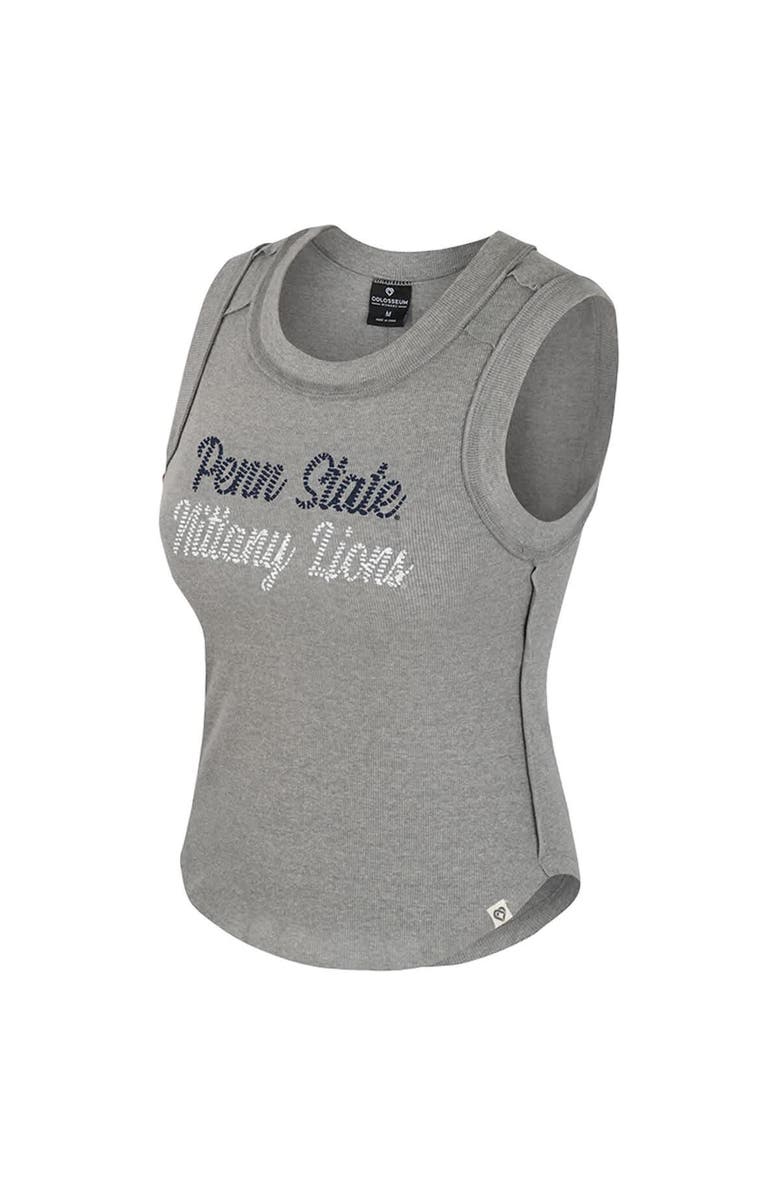 COLOSSEUM Women's Colosseum Heather Gray Penn State Nittany Lions Beach You Ribbed Tri-Blend Tank Top, Alternate, color, Heather Gray
