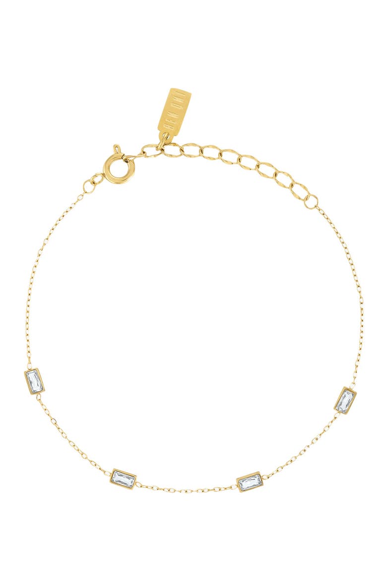 Baguette Cubic Zirconia Charm Bracelet, Main, color, Gold