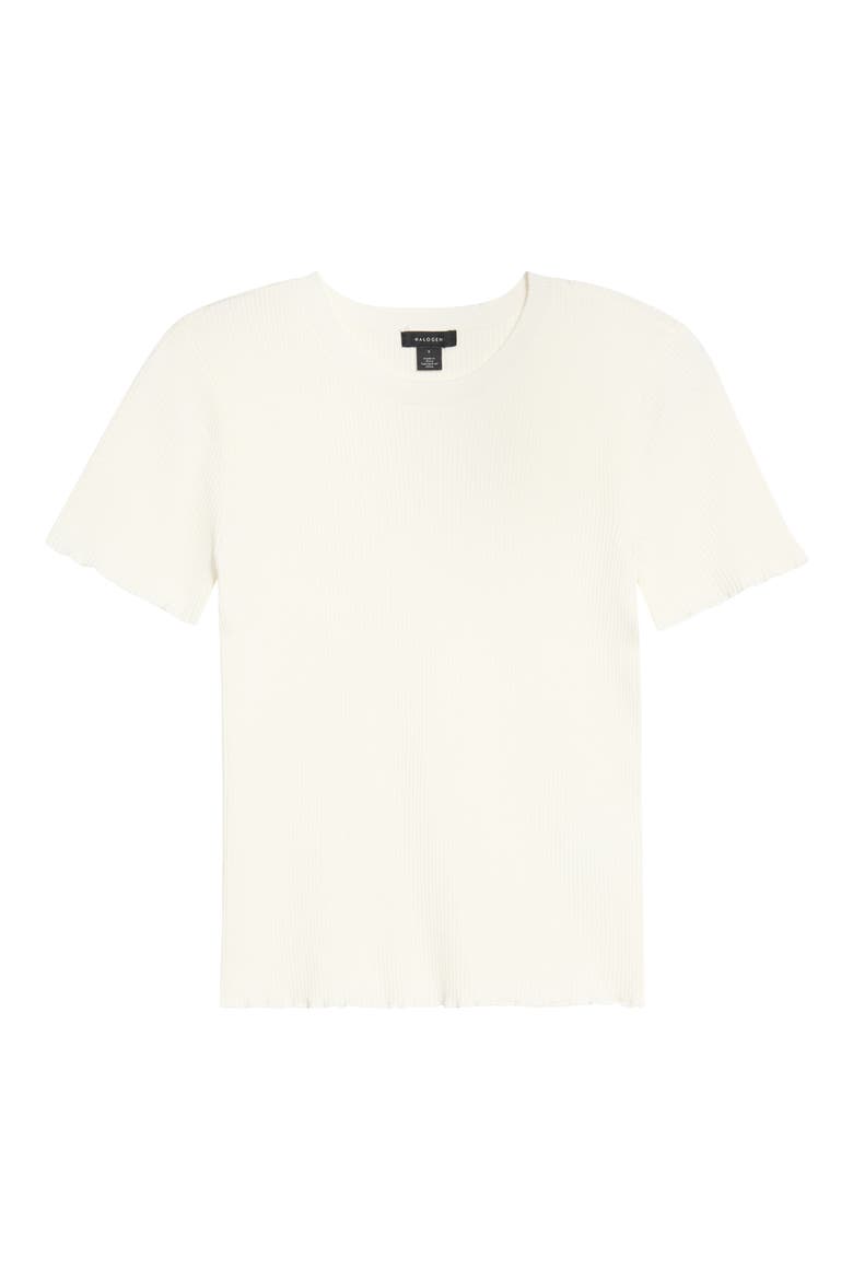 Ribbed Scallop Trim Sweater, Alternate, color, NEW IVORY