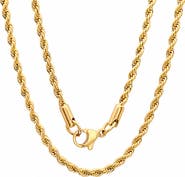 STEELTIME Men's Two Tone Stainless Steel Rope Chain Necklace