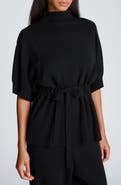 Kenneth Cole Collection Belted Mock Neck Short Sleeve Sweater