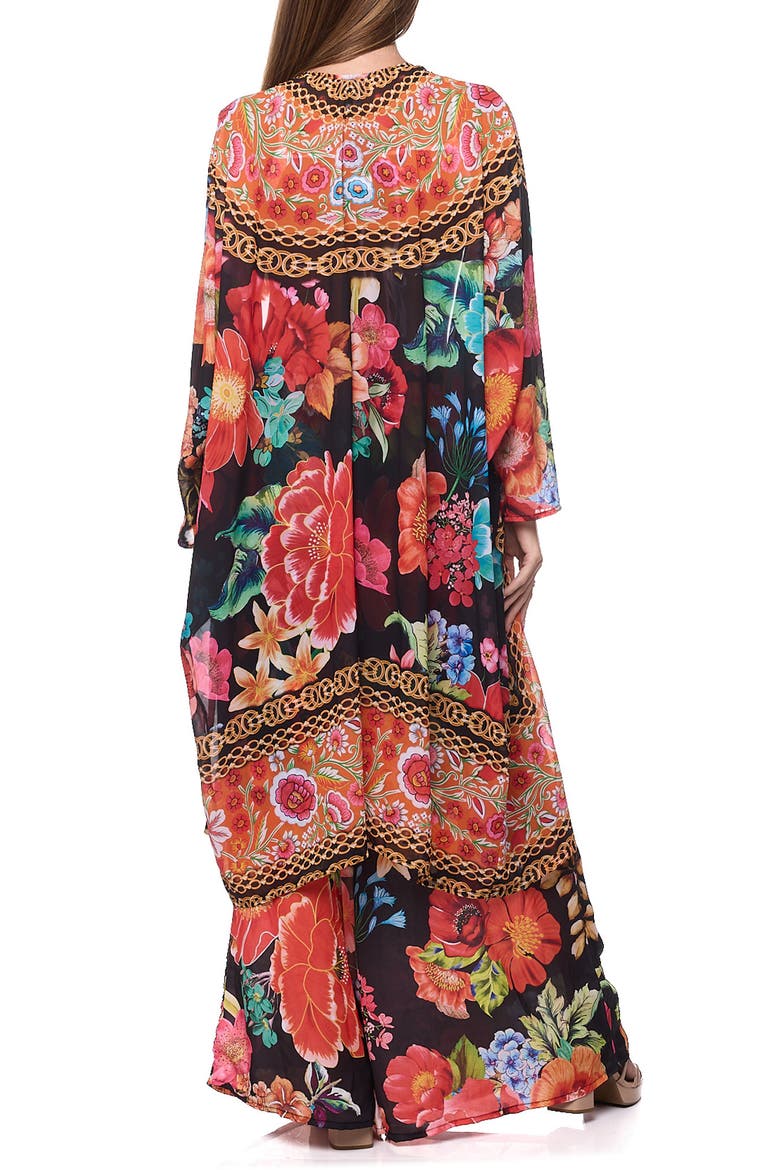 Tie Waist Longline Cover-Up Cape, Alternate, color, BLACK