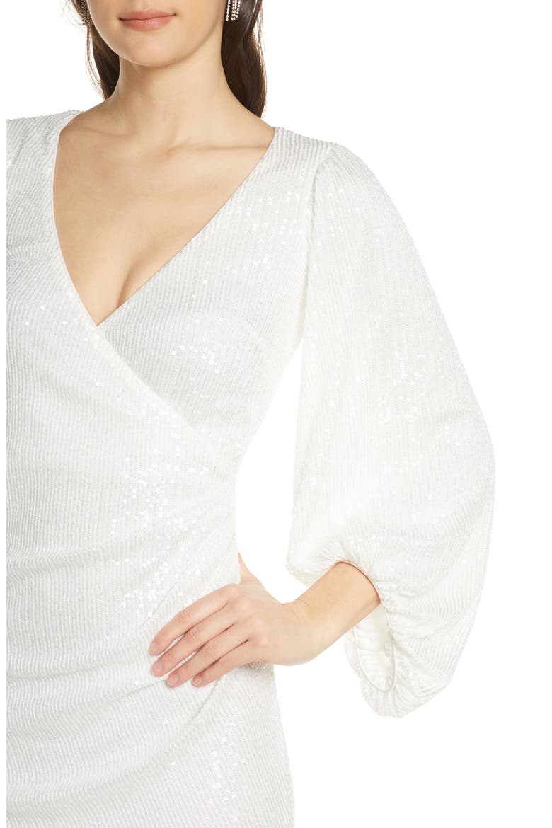 Balloon Sleeve Sequin Minidress, Alternate, color, IVORY