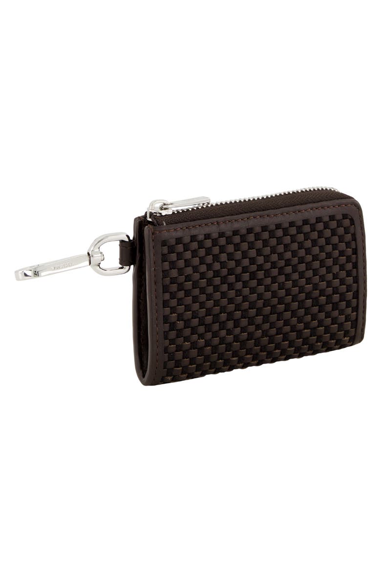 Woven Zip Card Case, Alternate, color, CACAO/ BLACK