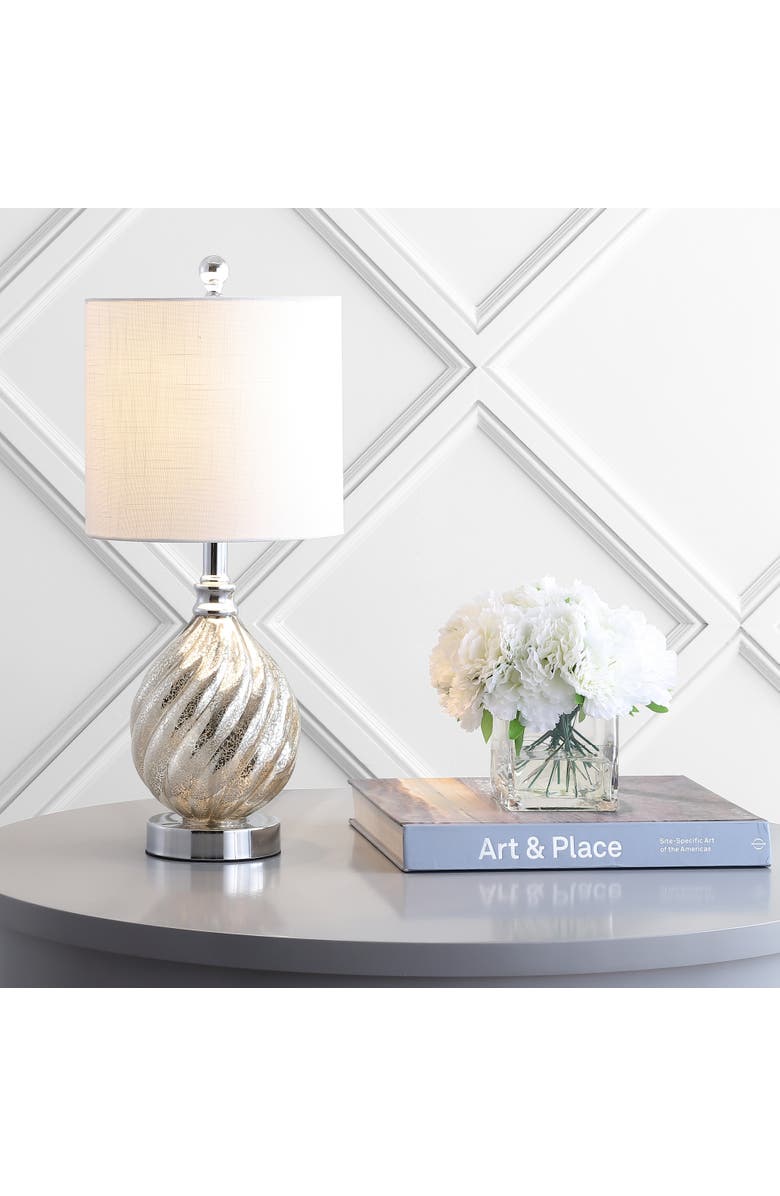 JONATHAN Y Lawrence Glass/Metal LED Table Lamp, Alternate, color, Mercury Silver
