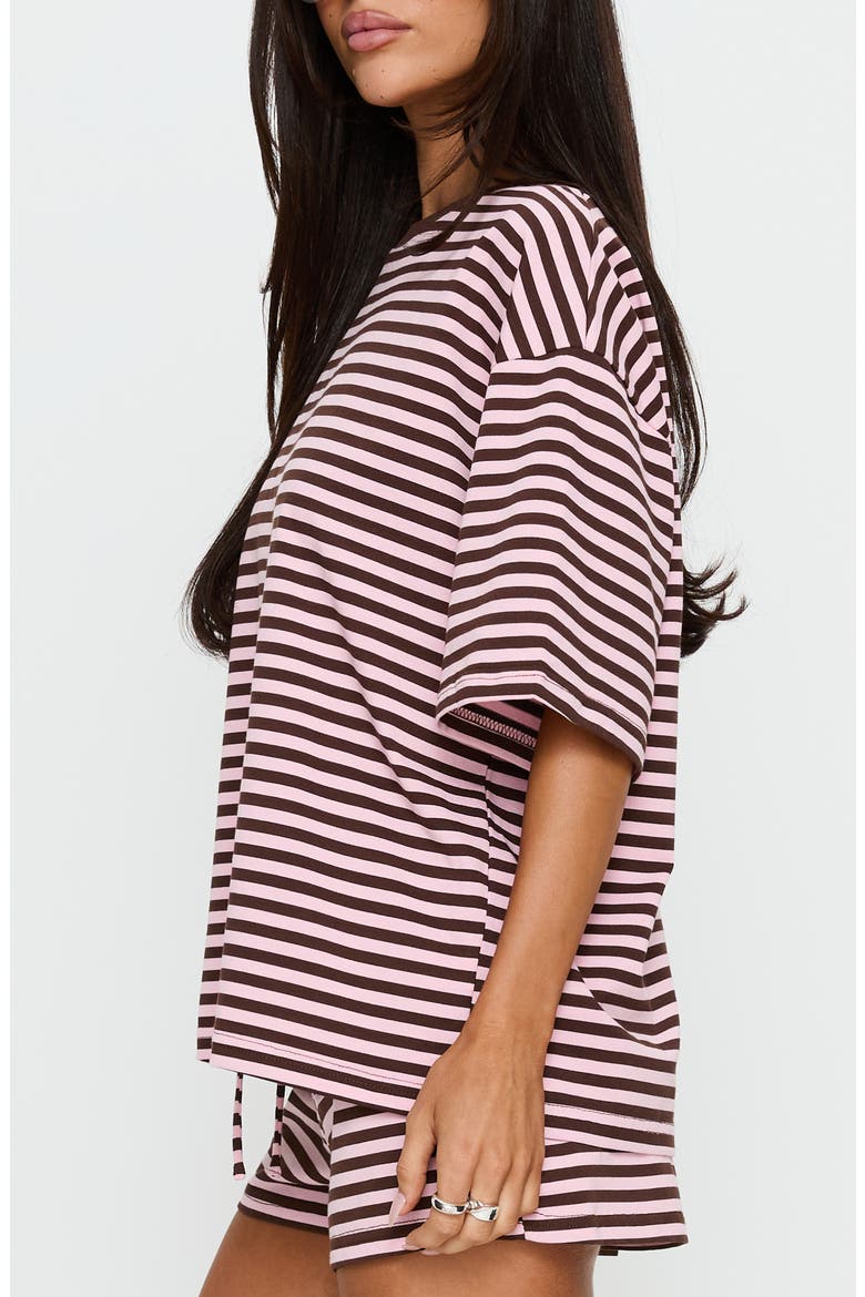 Settle Down Striped Oversized T-Shirt, Alternate, color, PINK / BROWN STRIPE