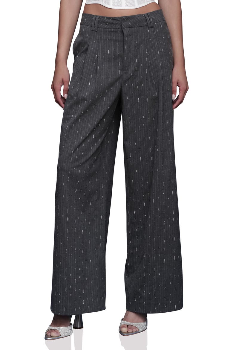 Pinstripe Pleated Wide Leg Pants, Main, color, GREY PINSTRIPE - SILVER