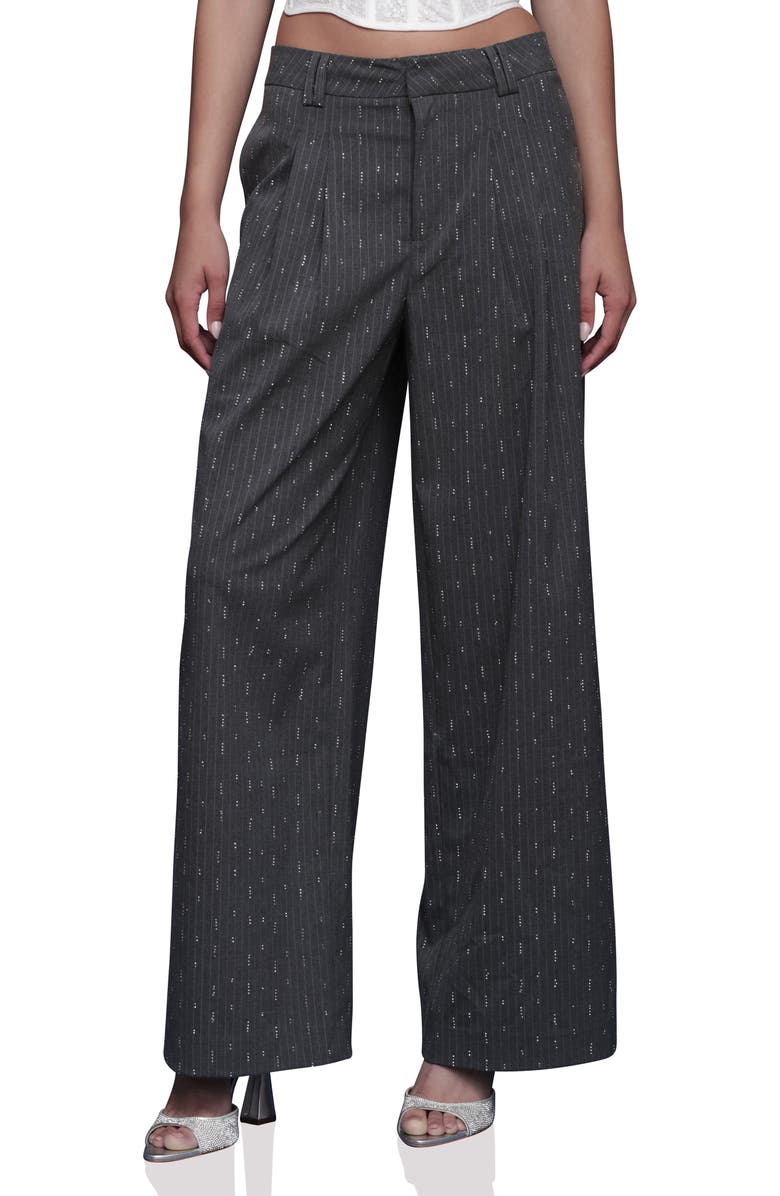 Avec Les Filles Pinstripe Pleated Wide Leg Pants, Main, color, Grey Pinstripe - Silver