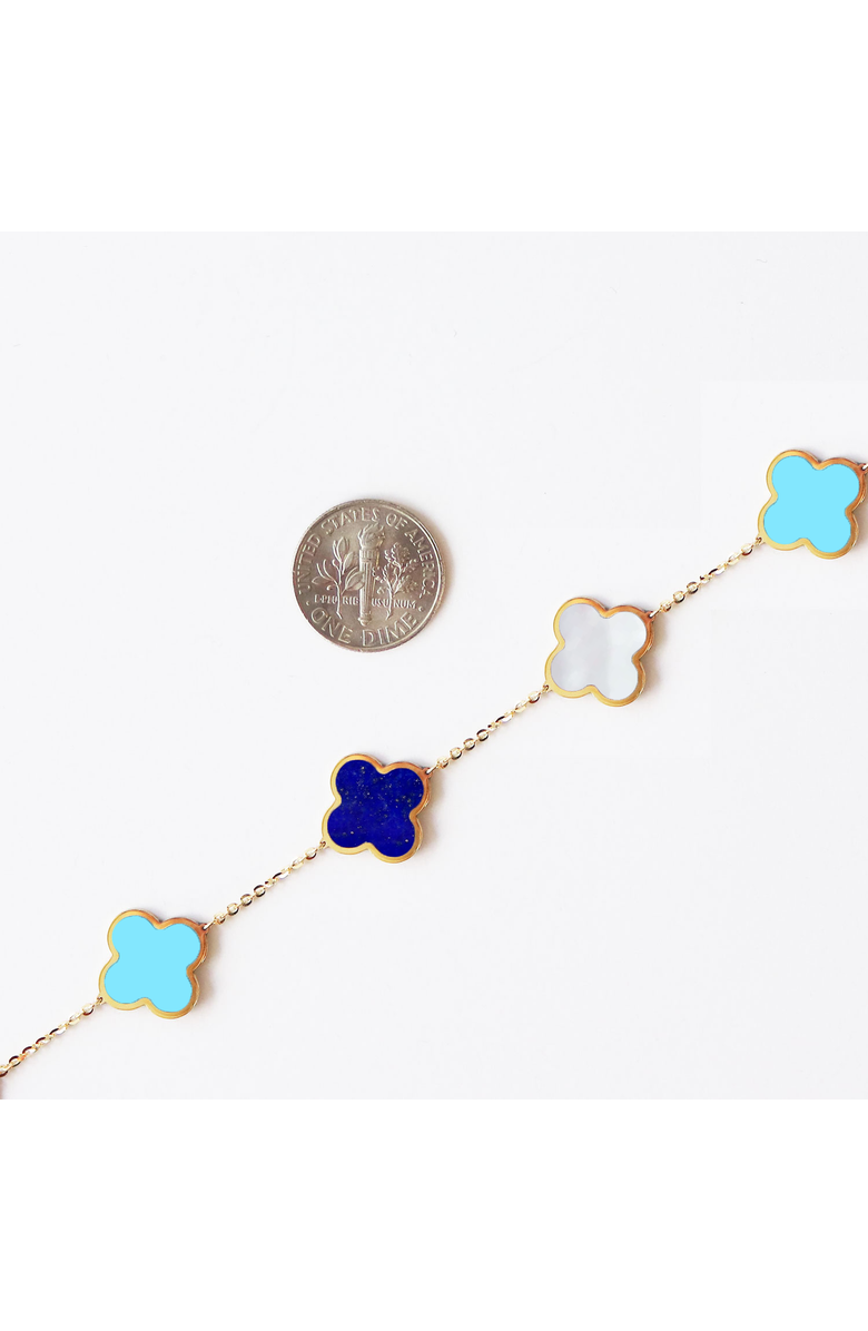 The Lovery Fine Jewelry Small Blue Mixed Clover Bracelet, Alternate, color, Blue Mixed