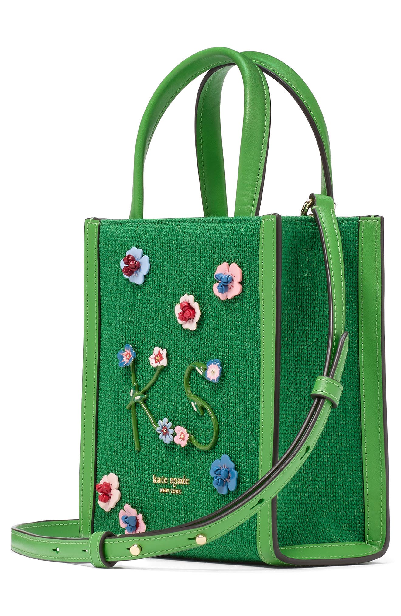 Kate Spade New York manhattan floral appliqué mini tote, Alternate, color, 