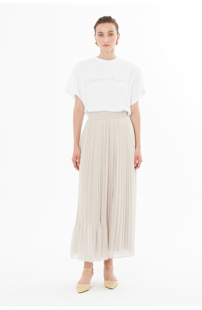 Gizia Chiffon Skirt with Pleated Detail, Main, color, Grey