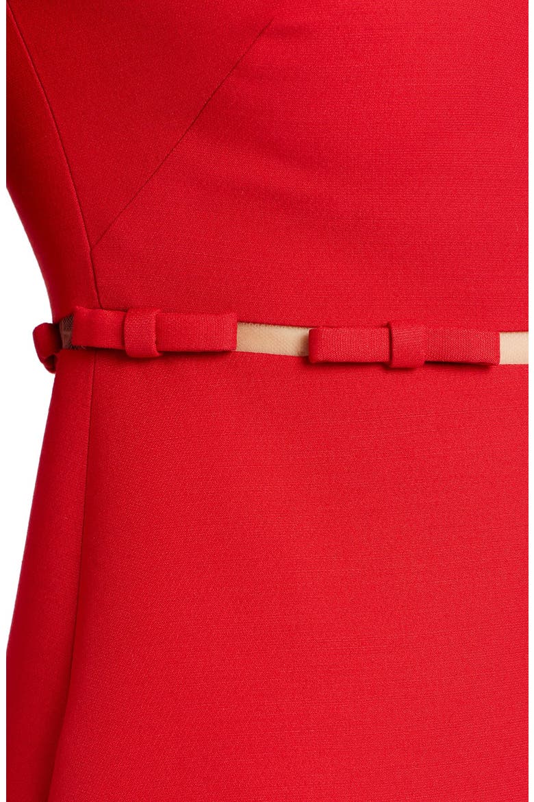 Bow Detail Crepe Couture Dress, Alternate, color, RED