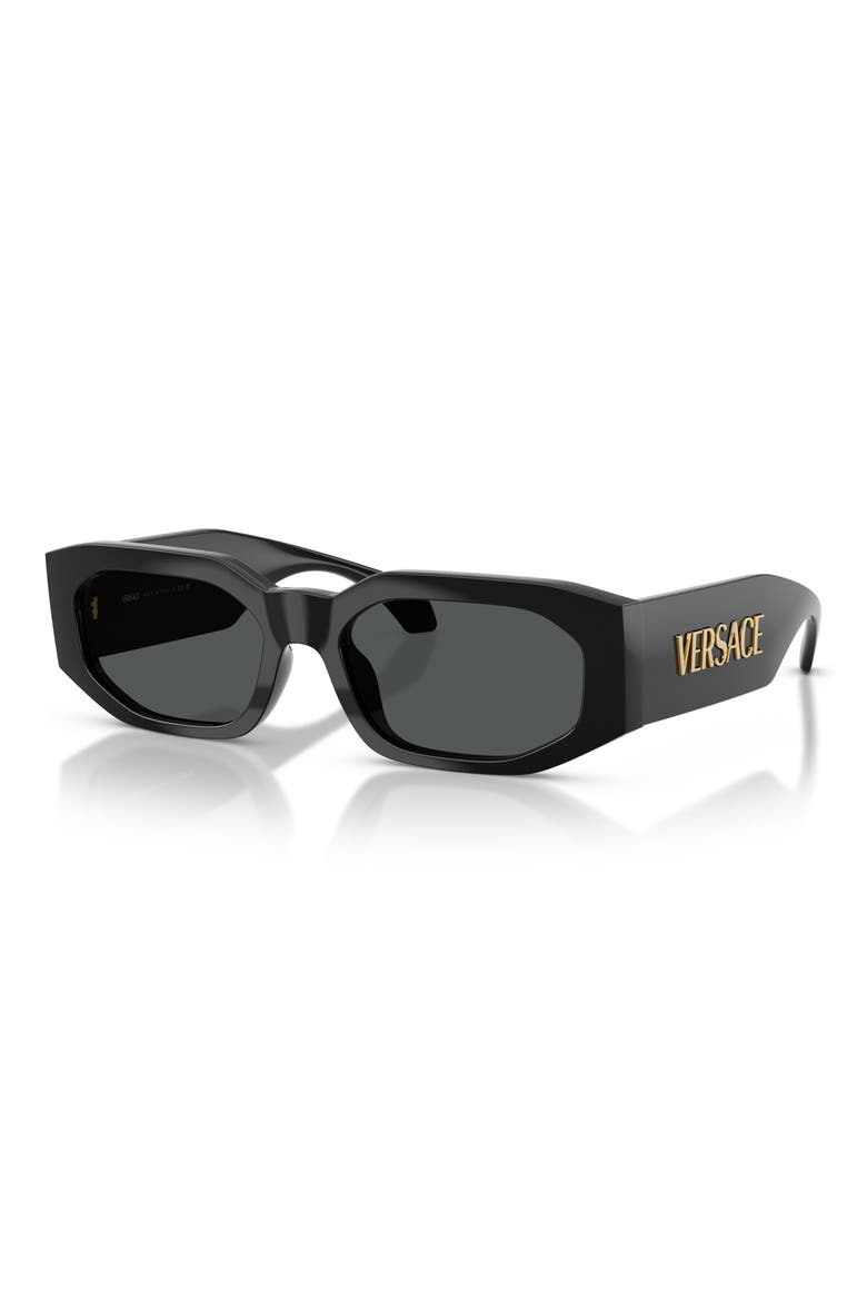 55mm Irregular Sunglasses, Alternate, color, BLACK