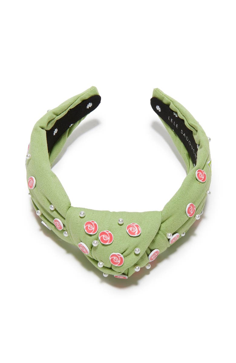 Lele Sadoughi Delta Zeta Knotted Headband, Alternate, color, Energizing Green 400