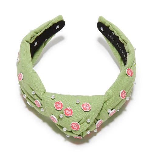 Lele Sadoughi Delta Zeta Knotted Headband In Green