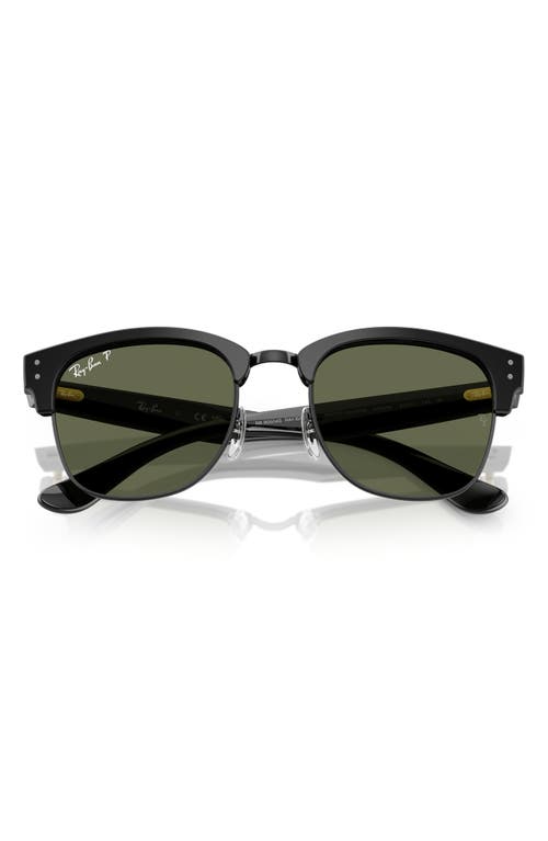 Ray Ban Clubmaster Reverse Sunglasses Black Frame Green Lenses Polarized 54-21 In Black Green