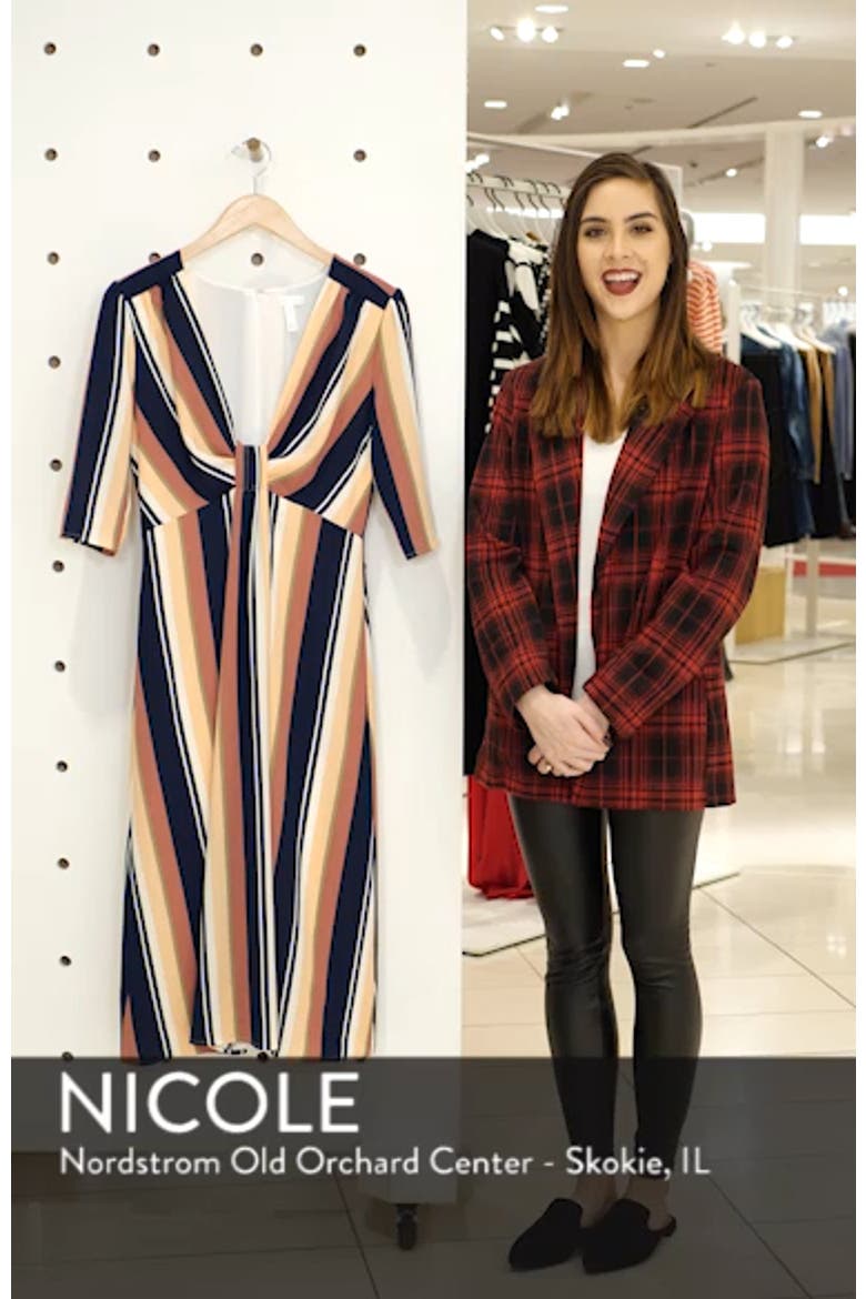 Deep V-Neck Stripe Midi Dress video