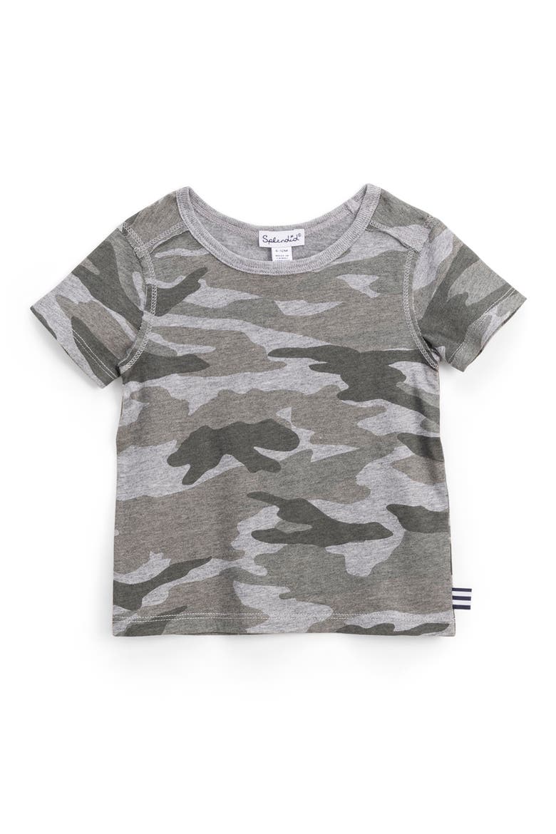 Camo Cotton & Modal T-Shirt, Main, color, LIGHT CHARCOAL HEATHER