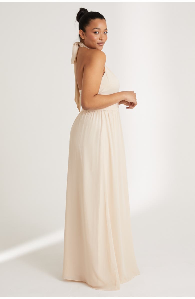 Six Stories Halter Neck Chiffon Bridesmaid Dress, Alternate, color, Cream