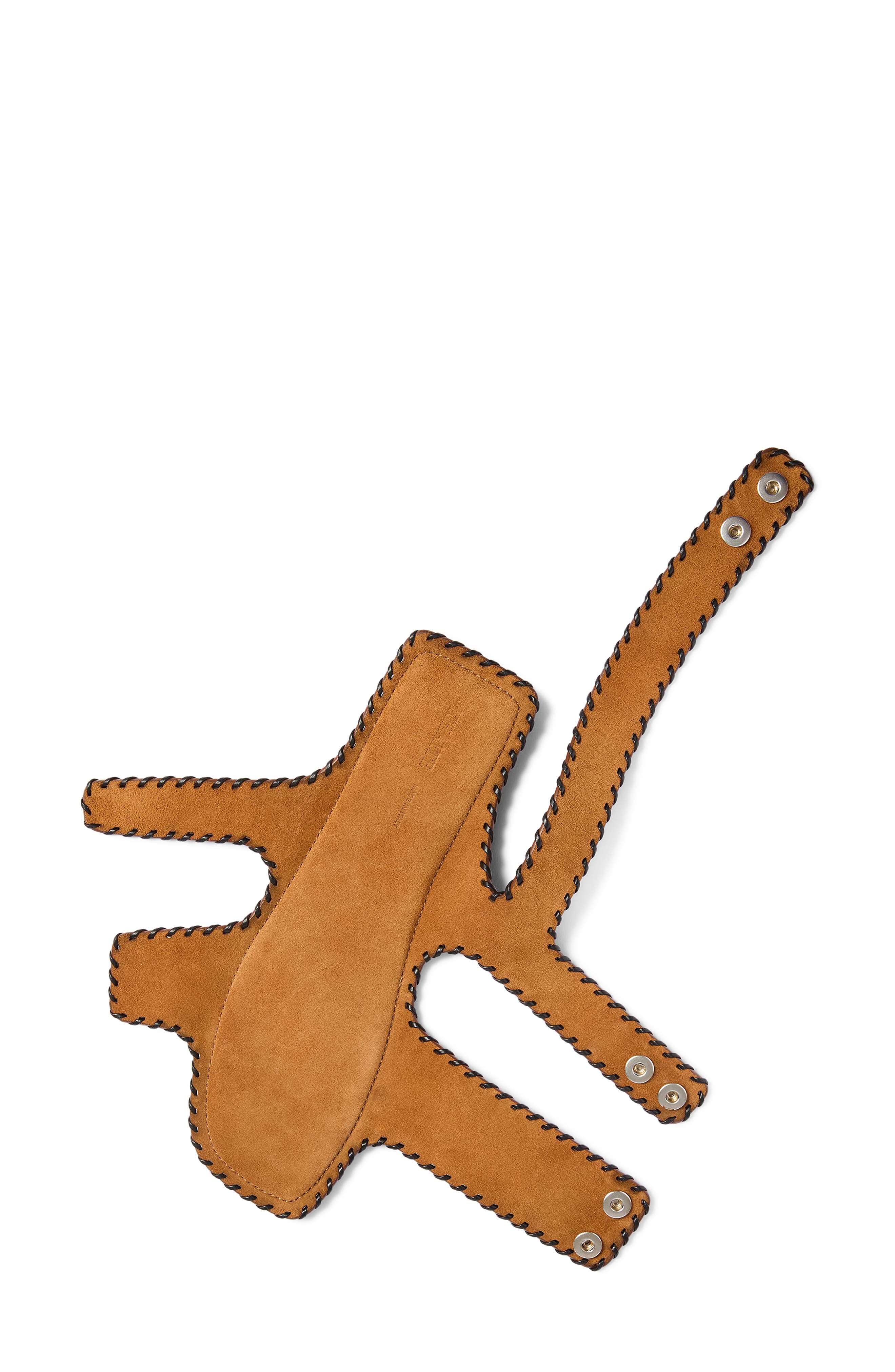 Khaite Boden Whipstitch Slingback Sandal, Alternate, color, Caramel