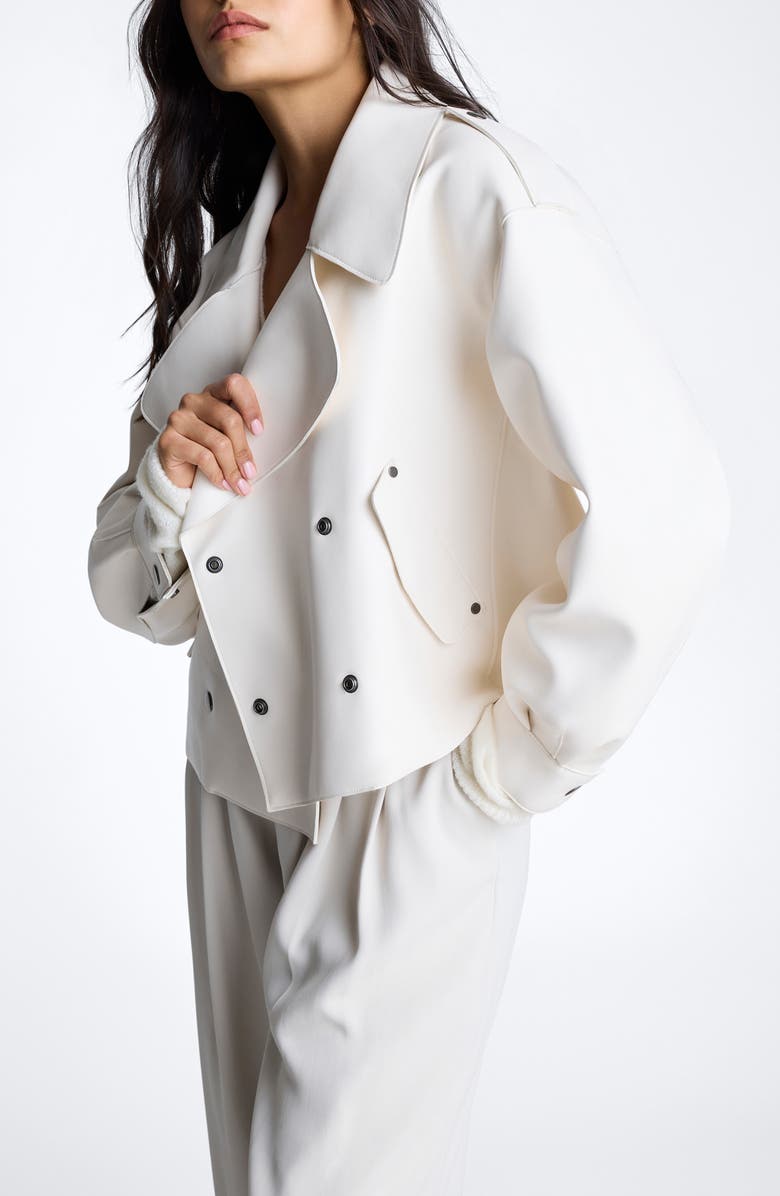 Kenneth Cole Crop Faux Leather Jacket, Alternate, color, Oyster